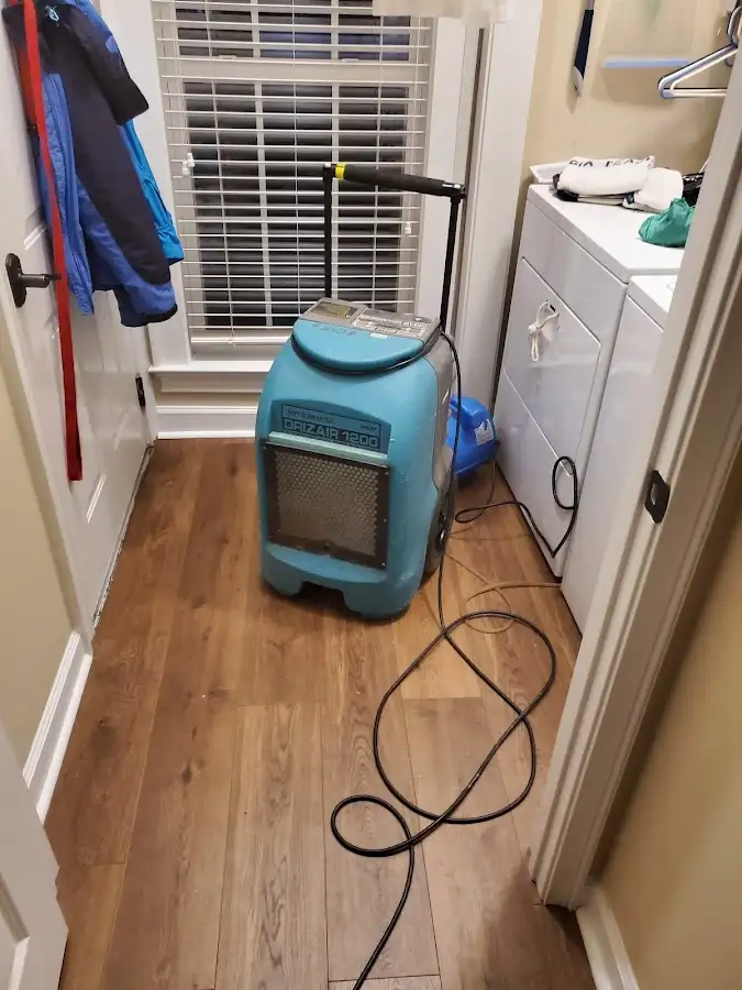 Commercial dehumidifier deployed for Flood Damage Cleanup in Bright